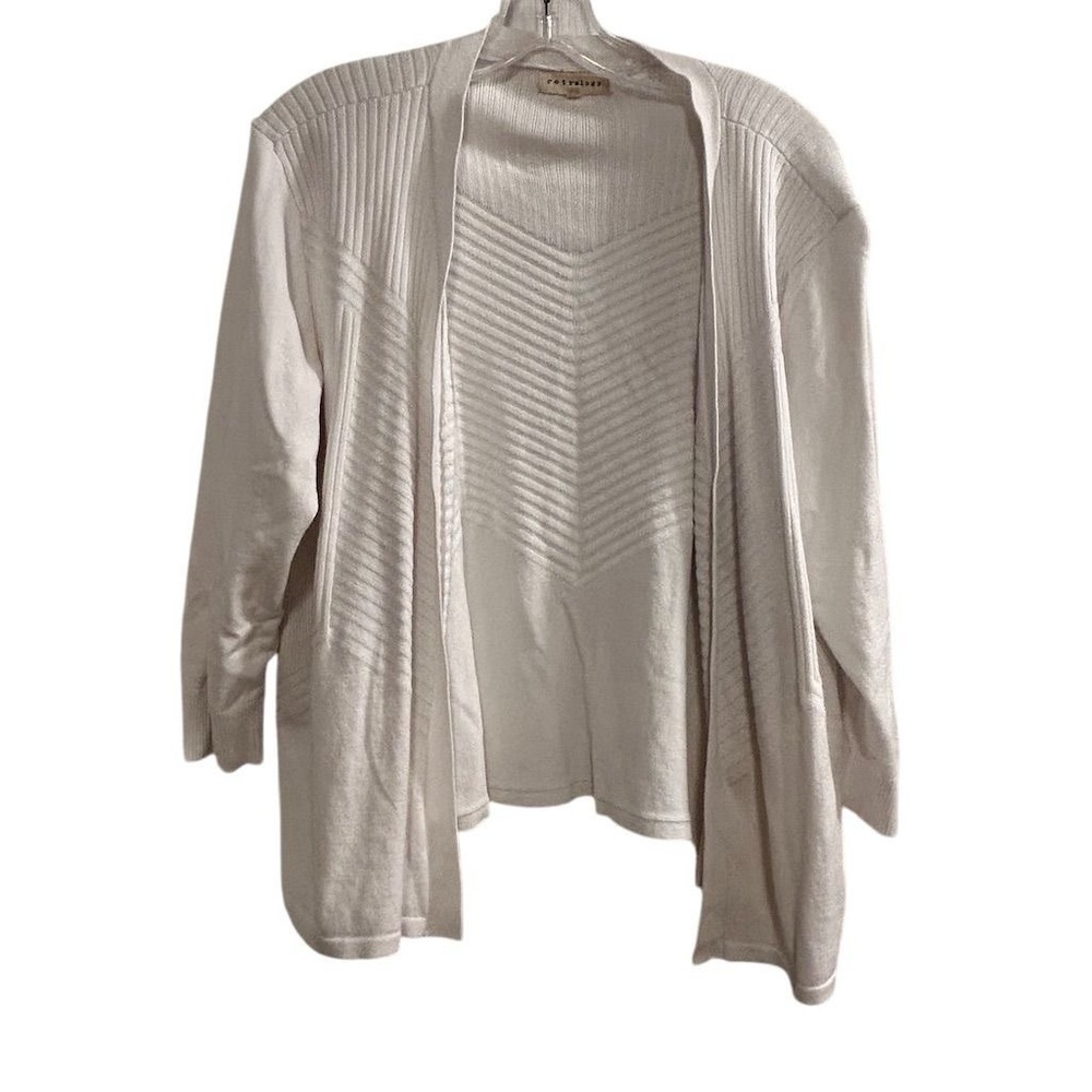 Retrology Women's Open Cardigan Sweater XL‎ Ivory Ribbed Lightweight Casual